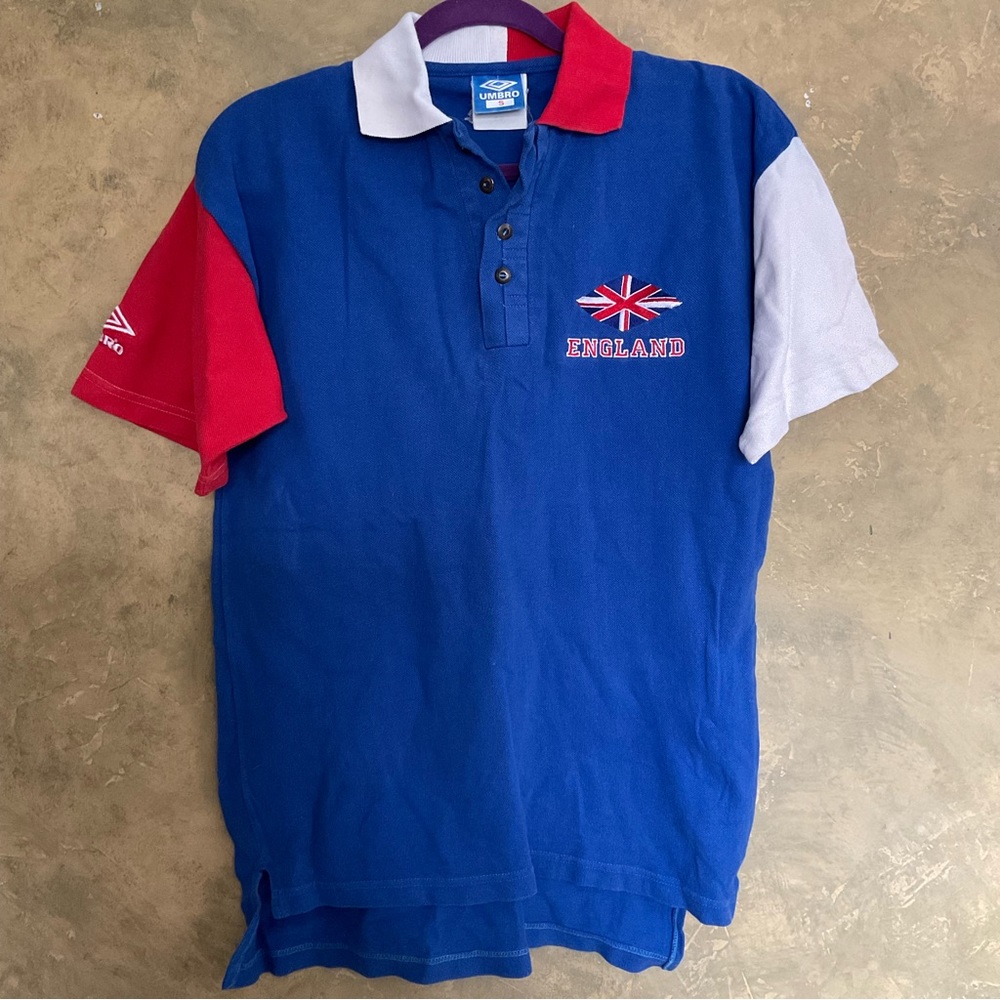 Vintage 90s Umbro England Soccer Football Polo Shirt